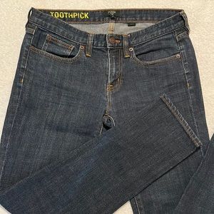 J Crew Stretch Toothpick Dark Wash Cotton Denim Spandex Sz 27 Five Pocket Jeans